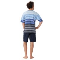 hajo Men Pyjamas, Short - Climate Comfort, Pyjamas, Bermuda, V-Neck, Cotton Blend Blue/Grey M (Medium)