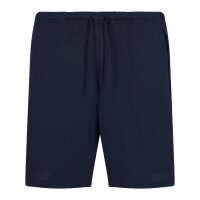 hajo Herren Schlafanzug, kurz - Klima-Komfort, Pyjama, Bermuda, V-Ausschnitt, Baumwoll-Mix Blau/Grau L