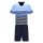 hajo Herren Schlafanzug, kurz - Klima-Komfort, Pyjama, Bermuda, V-Ausschnitt, Baumwoll-Mix Blau/Grau XL