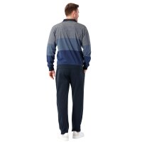 hajo Men lounge suit, long - climate comfort, zip jacket, cotton blend Dark blue L (Large)