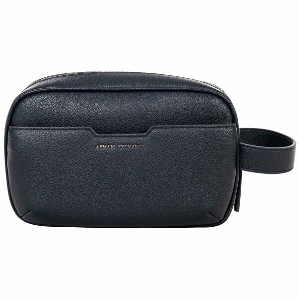 A|X ARMANI EXCHANGE Herren Kulturbeutel - Alex Beauty, Waschtasche, Lederimitat, 15x22x7cm (HxBxT) Blau One Size