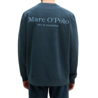 Marc OPolo Herren Sweatshirt - Longsleeve, Rundhals, Regular Fit, Print, Baumwolle Blau (Dark Navy) M
