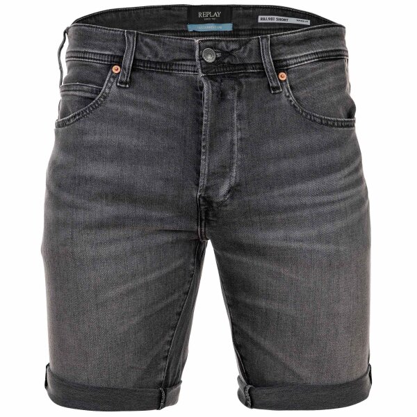 REPLAY Mens Denim Shorts - Super Stretch Denim, Tapered Fit Grey 30W