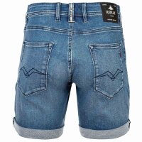 REPLAY Herren Jeansshorts - POWER, Stretch Denim, Bermuda Shorts, Tapered Fit Mittelblau 30W