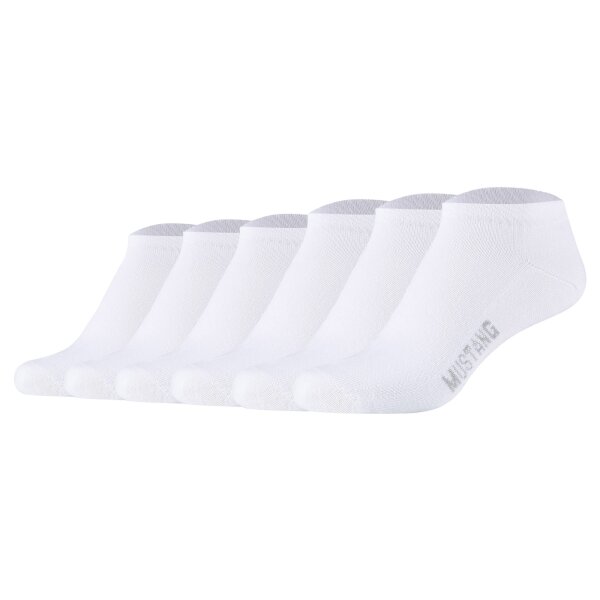 Mustang Womens Sneaker Socks, Pack of 6 - Casual Organic Cotton Sneaker, plain White 35-38 (UK 2,5-5)