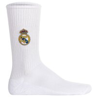 Real Madrid Unisex Socken, 5er Pack - Tennis Embroidery Socks, Emblem-Logo gestickt, Baumwollmischung, einfarbig Weiß 35-38