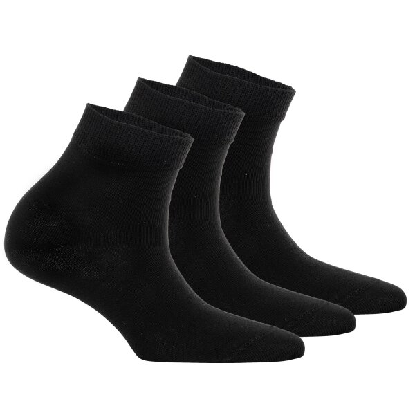Tamaris womens quarter socks, pack of 3 – Comfort Cotton Quarter, plain Black 39-42 (UK 6-8)