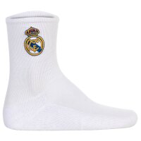 Real Madrid Kids Socks, 5-Pack - Tennis Embroidery Socks, Embroidered Emblem Logo, Cotton Blend, Solid Color White/Black/Dark Blue/Grey 23-26 (6-8 UK)