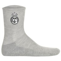Real Madrid Kids Socks, 5-Pack - Tennis Embroidery Socks, Embroidered Emblem Logo, Cotton Blend, Solid Color White/Black/Dark Blue/Grey 23-26 (6-8 UK)