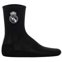 Real Madrid Kinder Socken, 5er Pack - Tennis Embroidery Socks, Emblem-Logo gestickt, Baumwollmischung, einfarbig Weiß/Schwarz/Dunkelblau/Grau 23-26