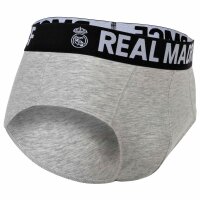Real Madrid Mens Briefs, 5-Pack - Briefs, Cotton Blend, Logo Waistband, Plain Black/Grey/White S (Small)