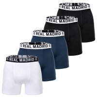 Real Madrid Boys Boxer Shorts, 5-Pack - Boxer Trunks, Cotton Blend, Logo Waistband, Plain White/Navy/Black 116