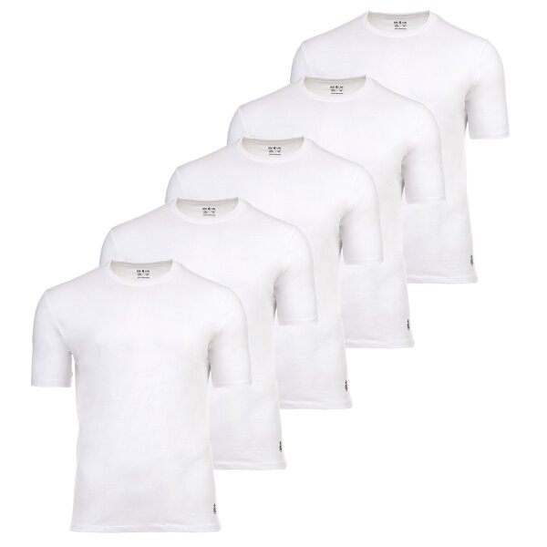 Real Madrid Herren T-Shirts, 5er Pack - U-Neck Undershirts, Baumwolle, Rundhals, Logo, einfarbig Weiß S