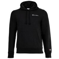 Champion Men Hoodie - Hooded sweatshirt, jumper, small logo, hood, plain colour Black M (Medium)