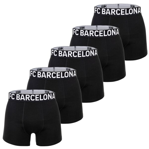 FC Barcelona Men’s Boxer Shorts, 5-Pack - Boxer Briefs, Cotton Blend, Logo Waistband, Solid Color Black S (Small)