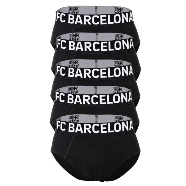 FC Barcelona Men’s Briefs, 5-Pack – Briefs, Cotton Blend, Logo Waistband, Solid Color Black S (Small)