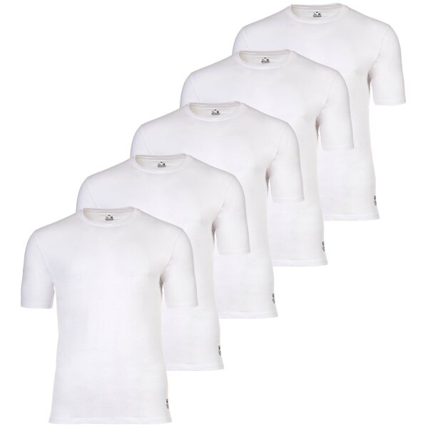 FC Barcelona Men’s T-Shirts, 5-Pack – U-Neck Undershirts, Cotton, Round Neck, Logo, Solid Color White S (Small)