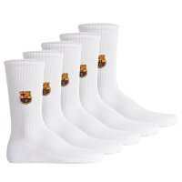 FC Barcelona Unisex Socken, 5er Pack - Tennis Embroidery Socks, Emblem-Logo gestickt, Baumwollmischung, einfarbig Weiß 35-38