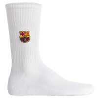 FC Barcelona Unisex Socken, 5er Pack - Tennis Embroidery Socks, Emblem-Logo gestickt, Baumwollmischung, einfarbig Weiß 35-38
