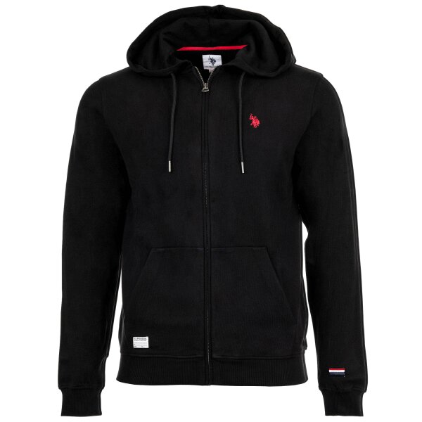 U.S. POLO ASSN. Men Sweat Jacket - Diagonal Fleece Carbon Finish, Zip Jacket, Hood, Cotton Black M (Medium)