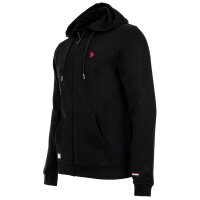 U.S. POLO ASSN. Herren Sweatjacke - Diagonal Fleece Carbon Finish, Zip- Jacke, Kapuze, Baumwolle Schwarz M