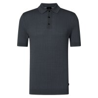 JOOP! Mens Knitted Polo Shirt - Vanceo, Cotton, Striped Texture Blue M (Medium)