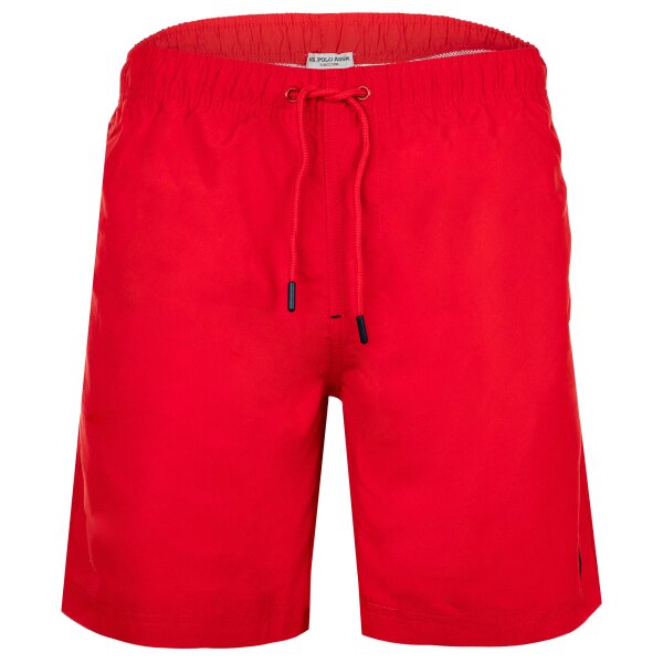 U.S. POLO ASSN. Men Swim Shorts - Swim Shorts Logo, Swim Trunks, Solid Color Red M (Medium)