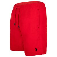 U.S. POLO ASSN. Men Swim Shorts - Swim Shorts Logo, Swim Trunks, Solid Color Red M (Medium)