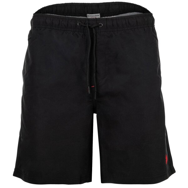 U.S. POLO ASSN. Men Swim Shorts - Swim Shorts Logo, Swim Trunks, Solid Color Black M (Medium)