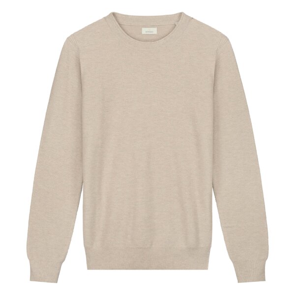 DSTREZZED Herren Strickpullover - Mercury Crew, Rundhals, Melange Slub, Baumwoll-Mix Beige M