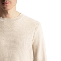 DSTREZZED Herren Strickpullover - Mercury Crew, Rundhals, Melange Slub, Baumwoll-Mix Beige M