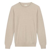 DSTREZZED Mens Knitted Jumper - Mercury Crew, Round Neck, Melange Slub, Cotton Blend Beige M (Medium)