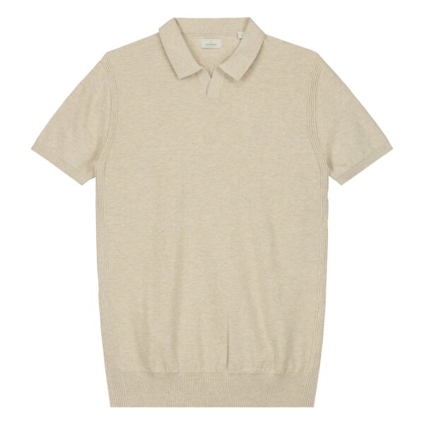 DSTREZZED Herren Strick-Polo - Mercury Short Sleeve Polo, Melange Slub, Baumwoll-Mix Beige M