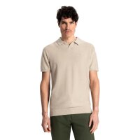 DSTREZZED Mens Knitted Polo Shirt - Mercury Short Sleeve Polo, Melange Slub, Cotton Blend Beige M (Medium)