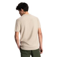DSTREZZED Mens Knitted Polo Shirt - Mercury Short Sleeve Polo, Melange Slub, Cotton Blend Beige XL (X-Large)