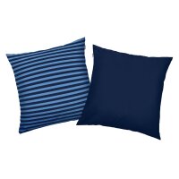 Tom Tailor Bed Linen Set - MEDIUM STRIPES, Renforcé bed linen, reversible design, cotton Blue/Dark Blue 135x200cm