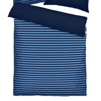 Tom Tailor Bed Linen Set - MEDIUM STRIPES, Renforcé bed linen, reversible design, cotton Blue/Dark Blue 135x200cm