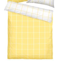 Tom Tailor Bed Linen Set - LARGE CHECK, Renforcé bed linen, reversible design, cotton Yellow/White 155x220cm