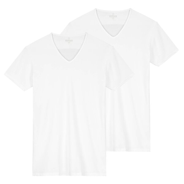 DSTREZZED Mens T-shirt, V-neck, 2-pack – Eastwood, slim fit, cotton-viscose blend White M (Medium)