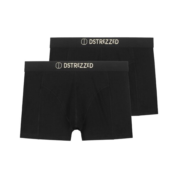 DSTREZZED Herren Boxershorts, 2er Pack - Chaplin, Baumwolle-Viskose-Mix, einfarbig Schwarz M