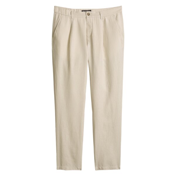 Marc OPolo Mens Trousers - Osby Jogger Pleats, Chino, Linen, Tapered, Length 32 Beige (Grey Silk) 31W/32L