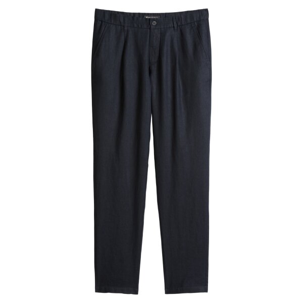 Marc OPolo Mens Trousers - Osby Jogger Pleats, Chino, Linen, Tapered, Length 32 Blue (Dark Navy) 30W/32L