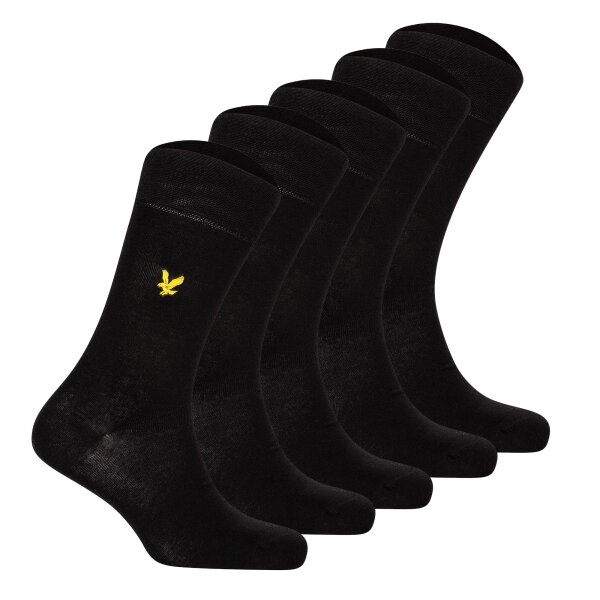 LYLE&SCOTT Mens Socks, 5-Pack - Liam Core Socks, Cotton Blend, Plain Colour Black 40-46 (UK 6.5-11)