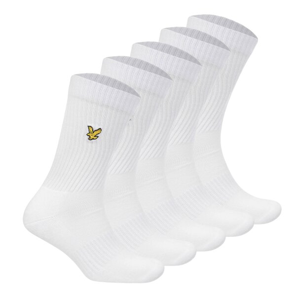 LYLE&SCOTT Mens Tennis Socks, 5-Pack - Camdyn Core Socks, Cotton Blend, Plain Colour White 40-46 (UK 6.5-11)