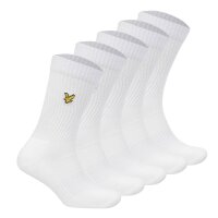 LYLE&SCOTT Herren Tennissocken, 5er Pack - Camdyn Core Socks, Baumwollmischung, einfarbig Weiß 40-46