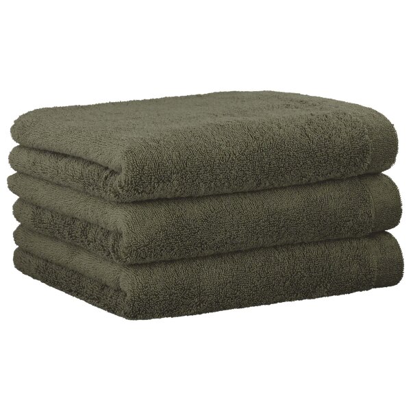 CAWÖ guest towel, pack of 3 – Lifestyle, terry cloth, cotton, plain colour Green 30x50cm