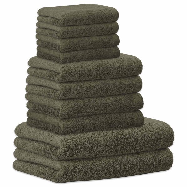 CAWÖ Handtuch Set, 10-tlg. - Lifestyle, 2x Duschtuch, 4x Handtuch, 4x Gästetuch Grün Set