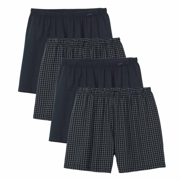 CALIDA Herren Web-Boxershorts, 4er Pack - Prints Benefits, Baumwolle, Single Jersey Dunkelblau/Weiß L (52/54)