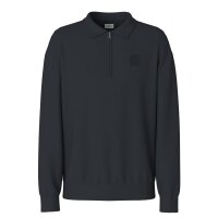 JOOP! JEANS Men Knitted Polo Shirt - Davon, Long Sleeves, Zip Fastening, Polo Collar, Plain Colour Dark blue M (Medium)