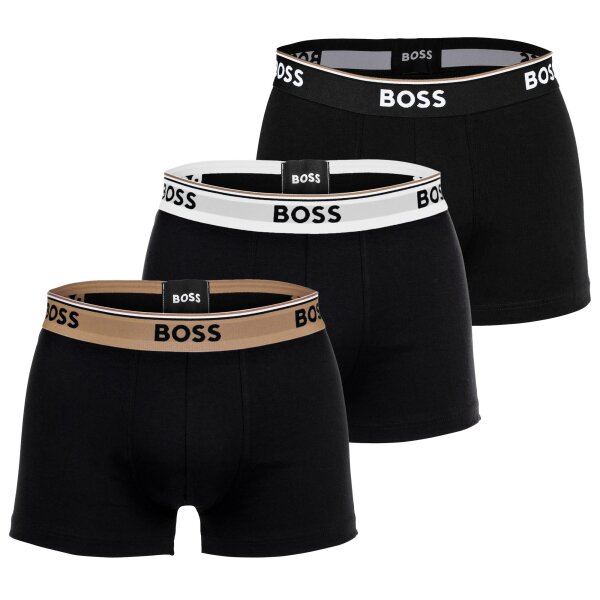 BOSS Herren Boxershorts, 3er Pack - Trunk 3P Power, Cotton Stretch, Logo, uni Schwarz (009) M